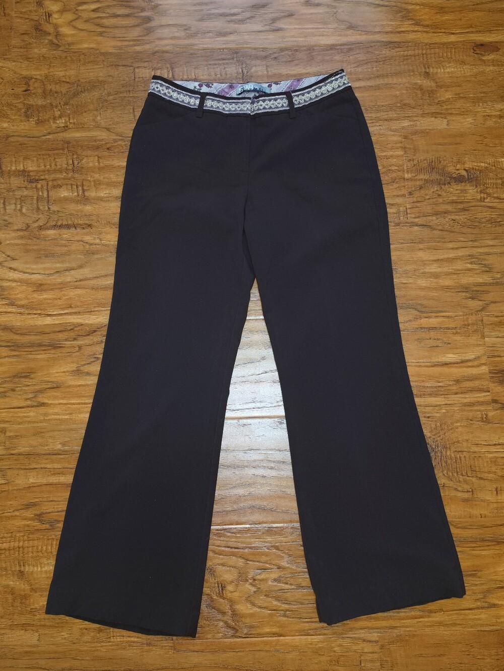 Y2K Star City Dark Brown & Purple Pants Embroidered Sequin Waistband Size 4
